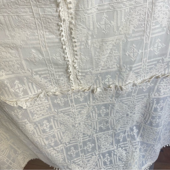 Red Carter Amalia Embroidered Ivory Midi Dress Sz L - Picture 5 of 13